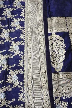 Blue Banarasi Handloom Pure Katan Silk Saree