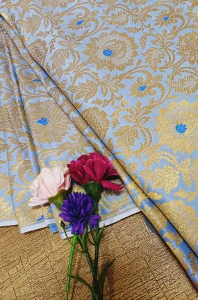 Blue Banarasi Kimkhwab Silk Meenakari Fabric  ( 1 Mtr )