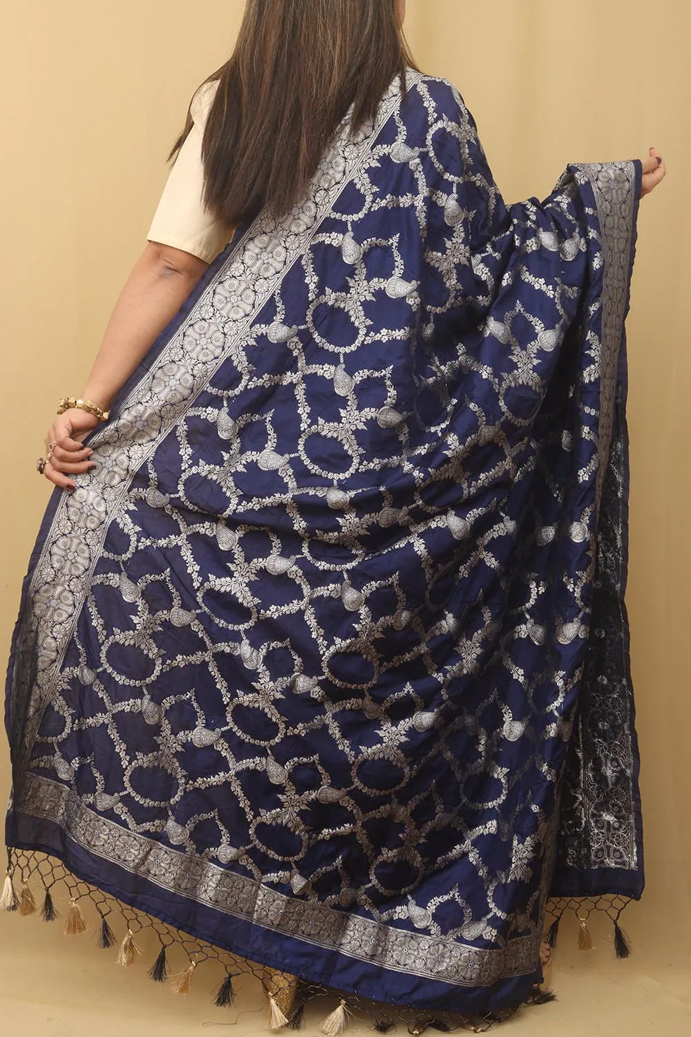 Blue Banarasi Silk Sona Roopa Dupatta