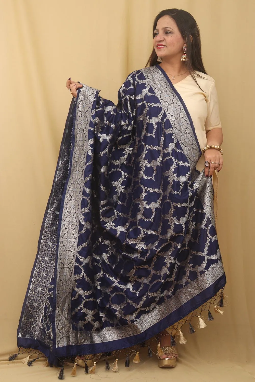 Blue Banarasi Silk Sona Roopa Dupatta