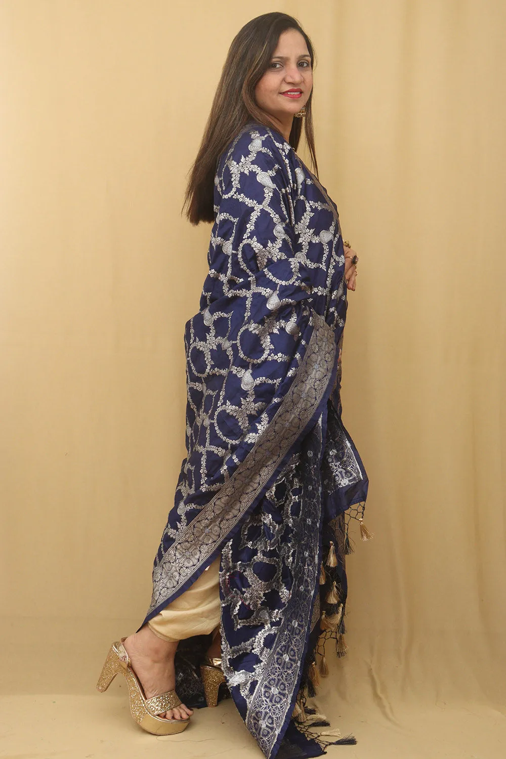 Blue Banarasi Silk Sona Roopa Dupatta