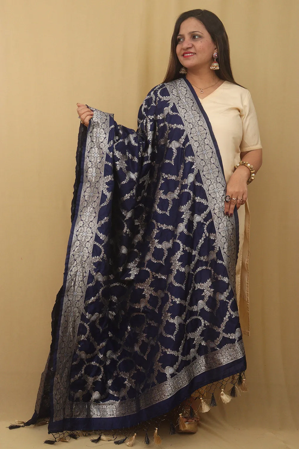 Blue Banarasi Silk Sona Roopa Dupatta