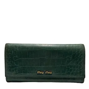 Blue Croc Print Patent Flap Continental Wallet