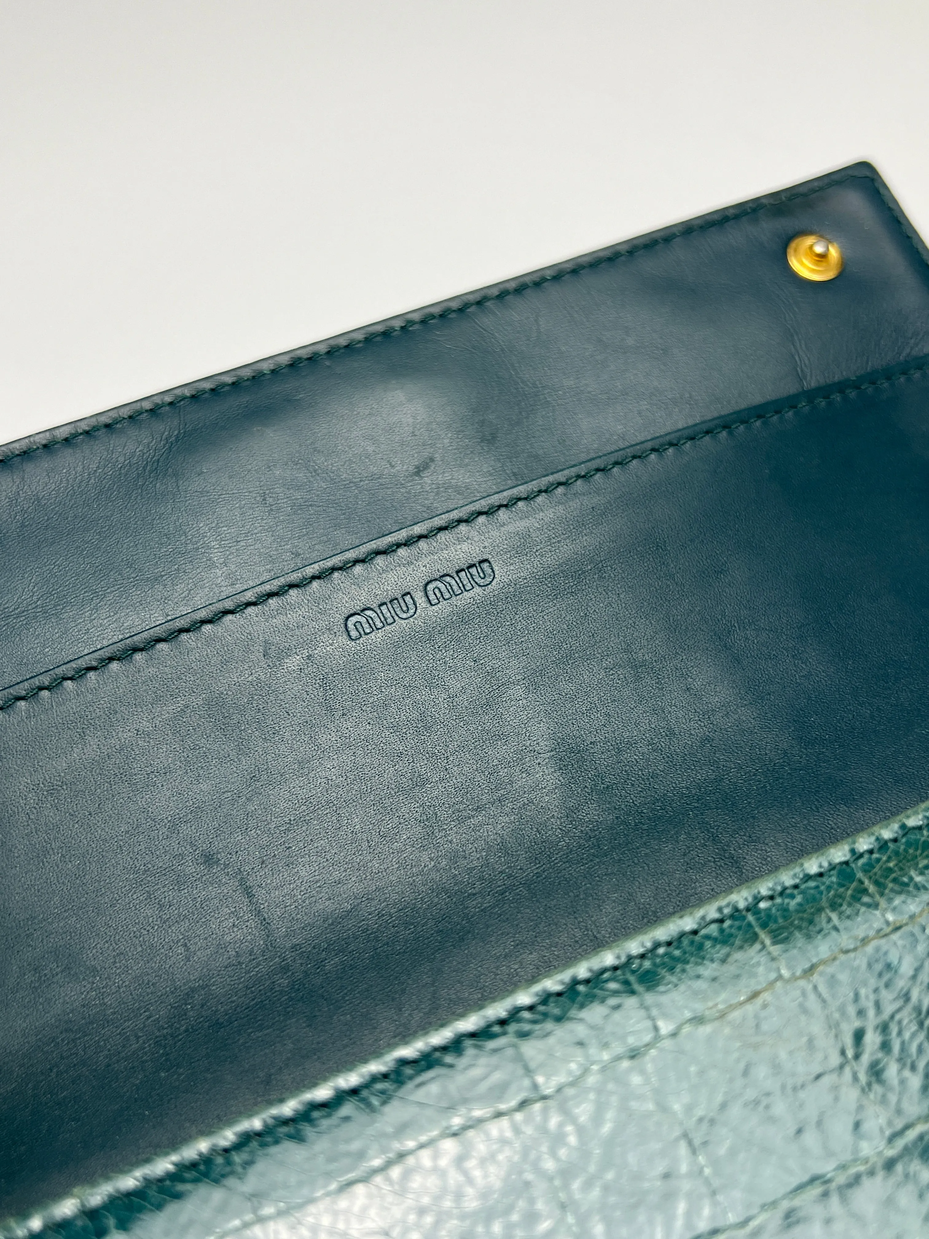 Blue Croc Print Patent Flap Continental Wallet