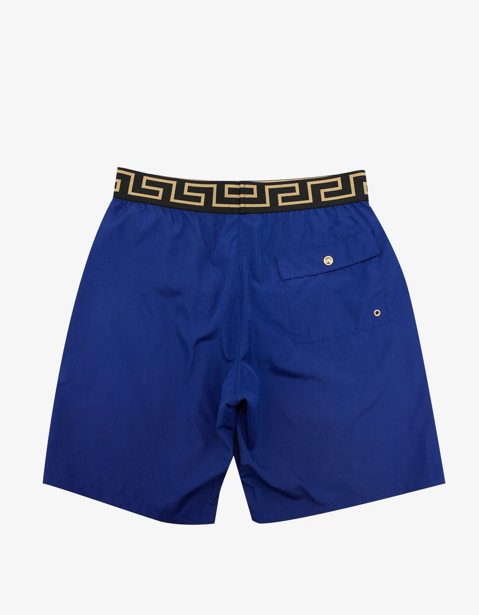 Blue Greek Pattern Long Swim Shorts