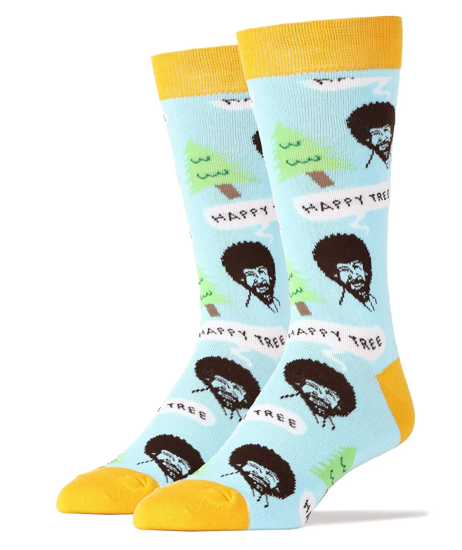 Bob Ross Happy Tree Blue Socks