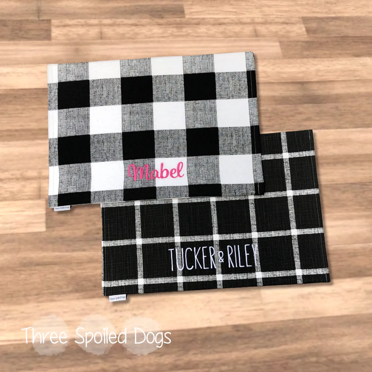 Buffalo Plaid Dog Bowl Placemats with Personalization