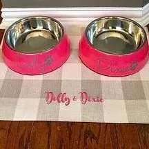 Buffalo Plaid Dog Bowl Placemats with Personalization