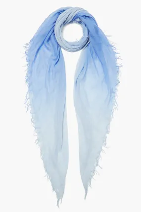 Cashmere and Silk Scarf Wedgewood Dip Dyed