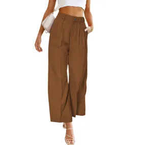 Casual High-Waisted Buttoned Wide-Leg Pants With Pockets Wholesale Womens Clothing