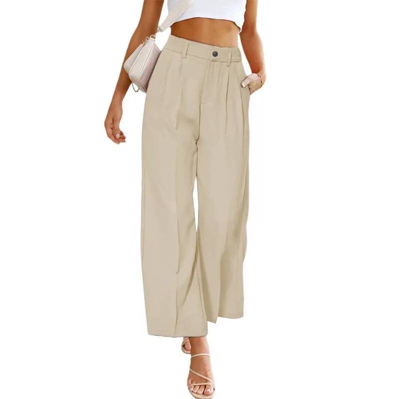 Casual High-Waisted Buttoned Wide-Leg Pants With Pockets Wholesale Womens Clothing