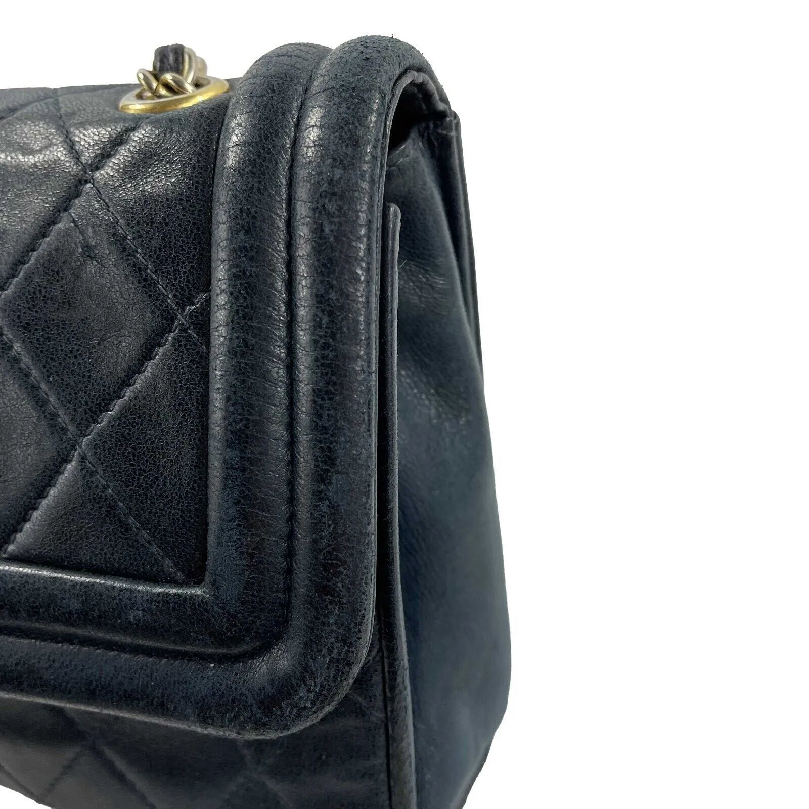 CHANEL - 1990s Diamond Quilted Navy CC Tassel Small Shoulder Bag / Crossbody