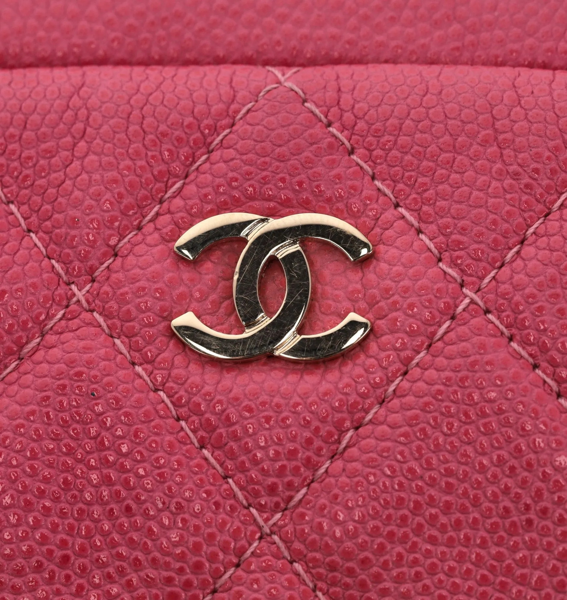 Chanel Classic Quilted Caviar Leather 'CC' Logo Cosmetic Case/Pouch