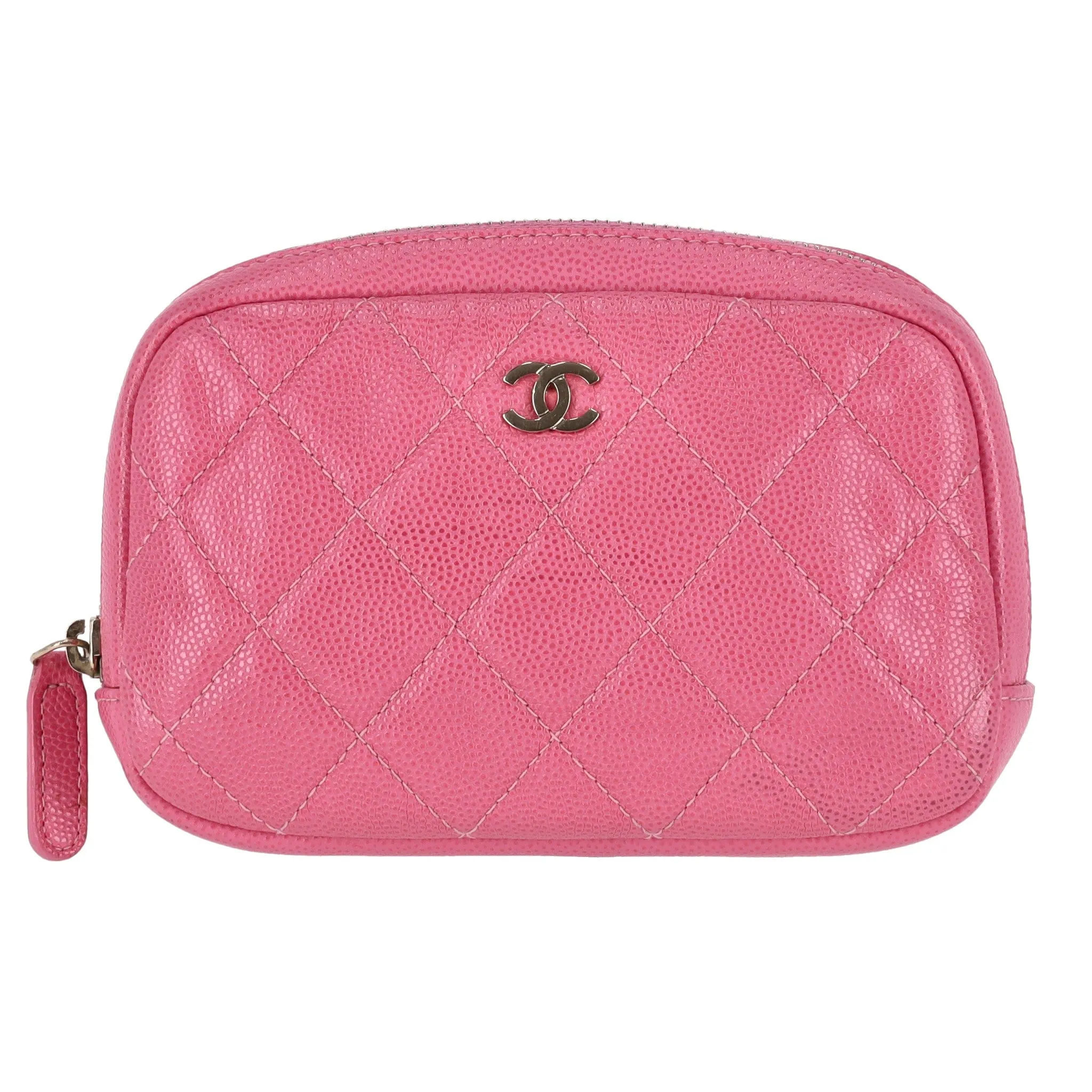 Chanel Classic Quilted Caviar Leather 'CC' Logo Cosmetic Case/Pouch