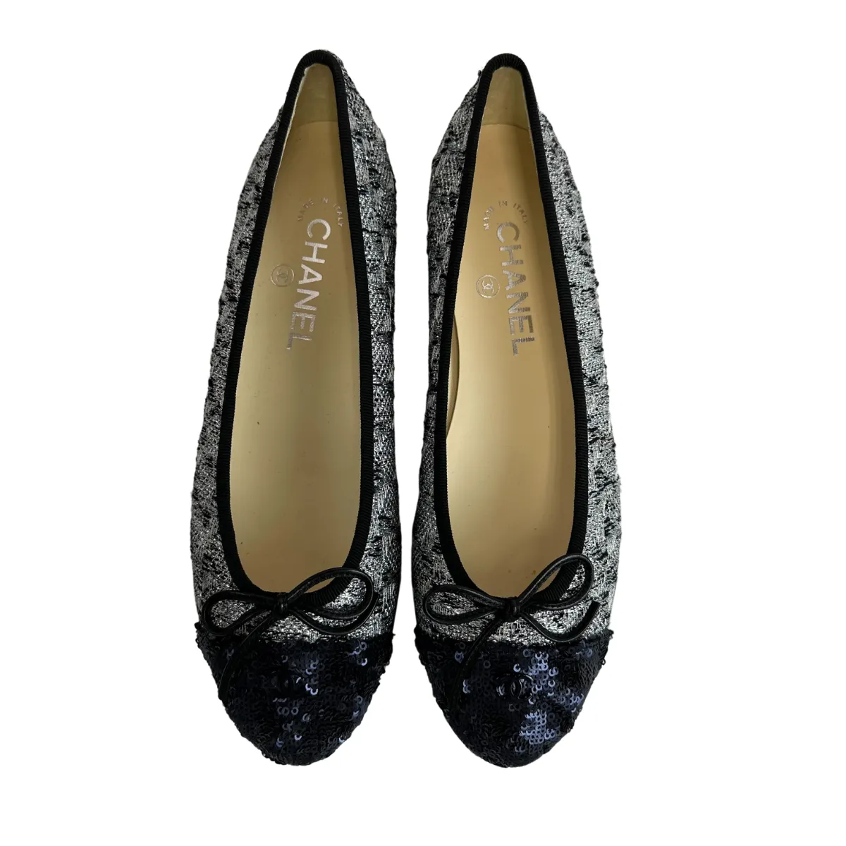 Chanel - Tweed Sequin Cap Toe Ballerina Flats - 38.5 EUR - 8.5 US - Shoes