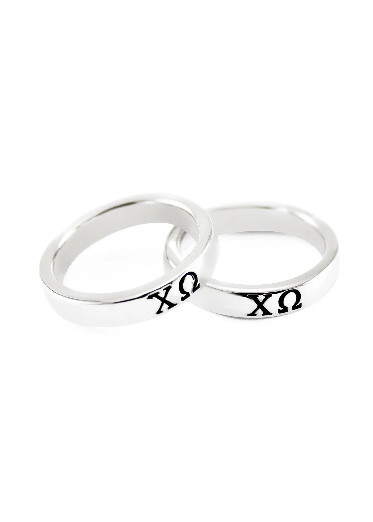 Chi Omega Sterling Silver Skinny Band Ring