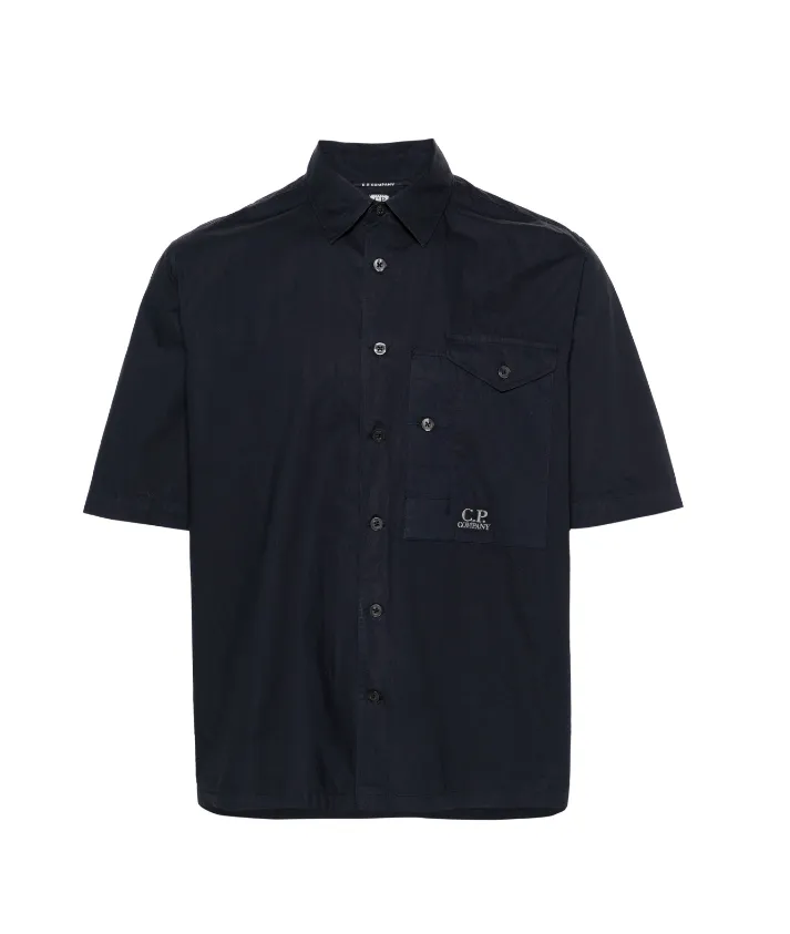 C.P. Company logo-embroidered cotton shirt