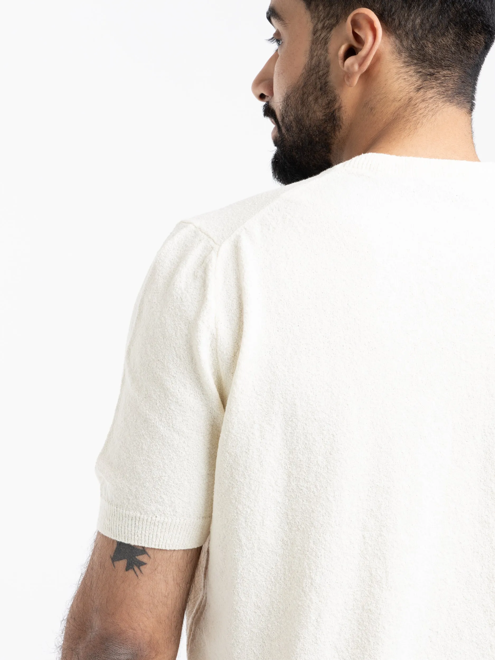 Cream Short-Sleeve Crewneck Knit