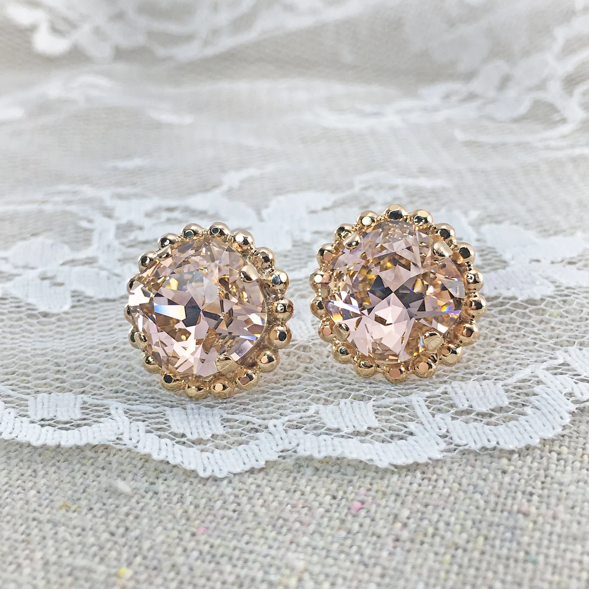 Cushion Beaded Post Earrings