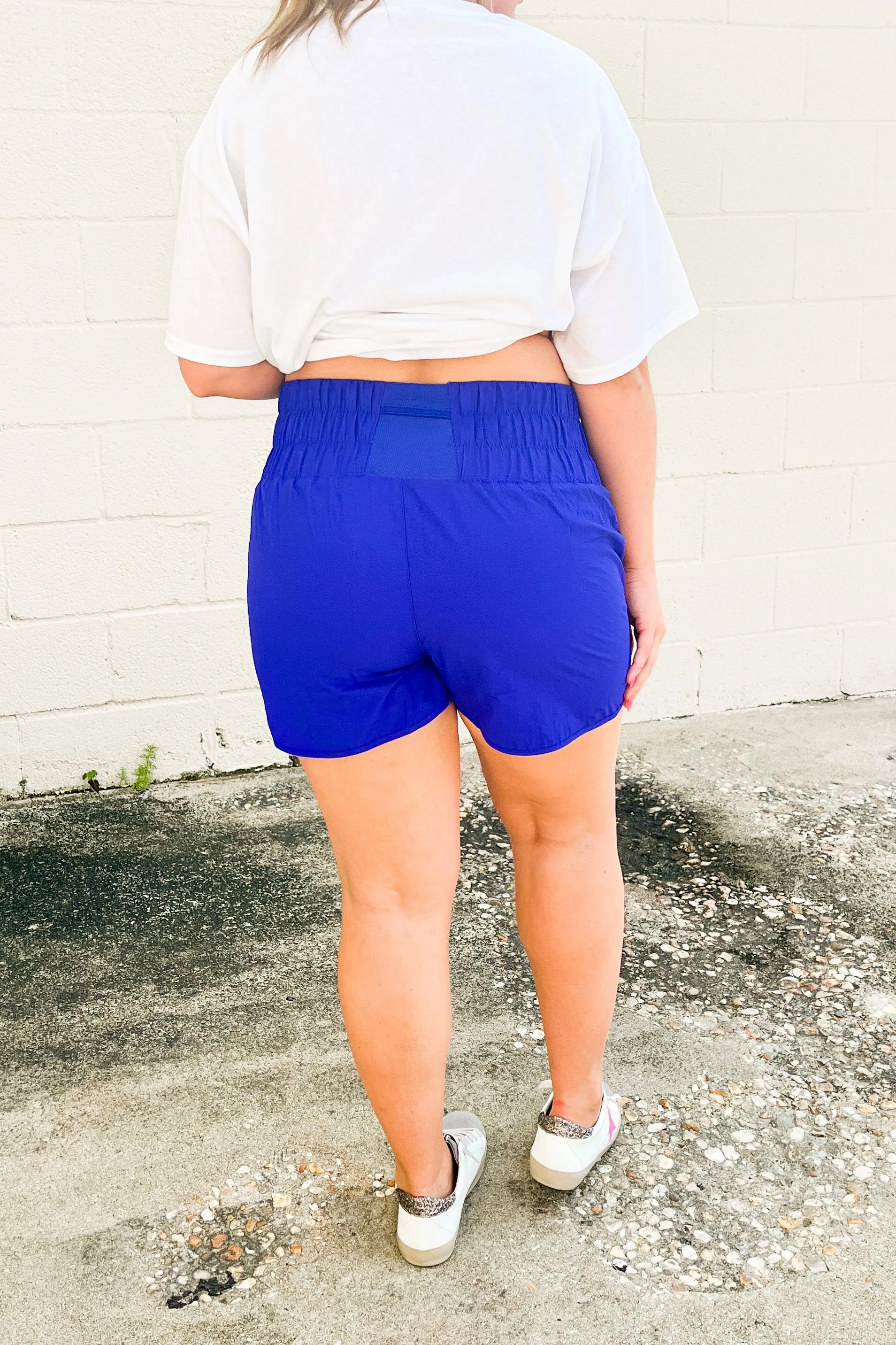 DEAL | Nicole Smocked Athletic Shorts, Royal Blue