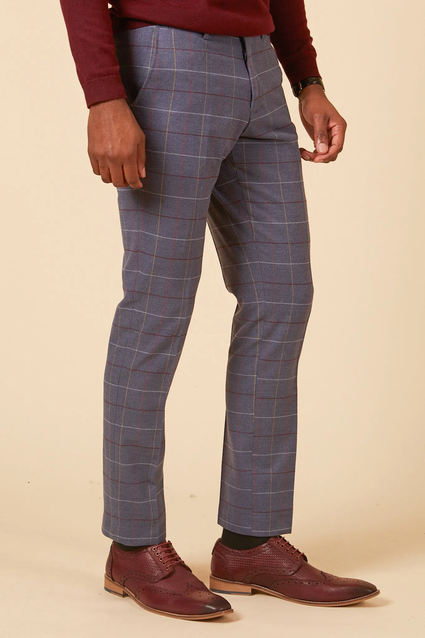 DRAKE - Sky Blue Check Trousers