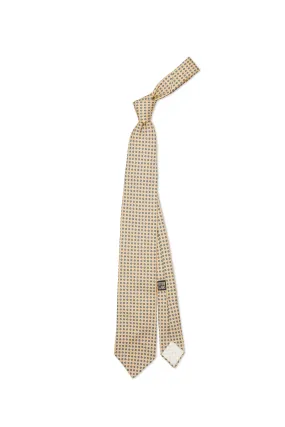 Drake's Beige with Blue Circle Pattern Silk Tie