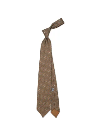 Drake's Brown with Blue/Yellow Mini Flower Pattern Silk Tie