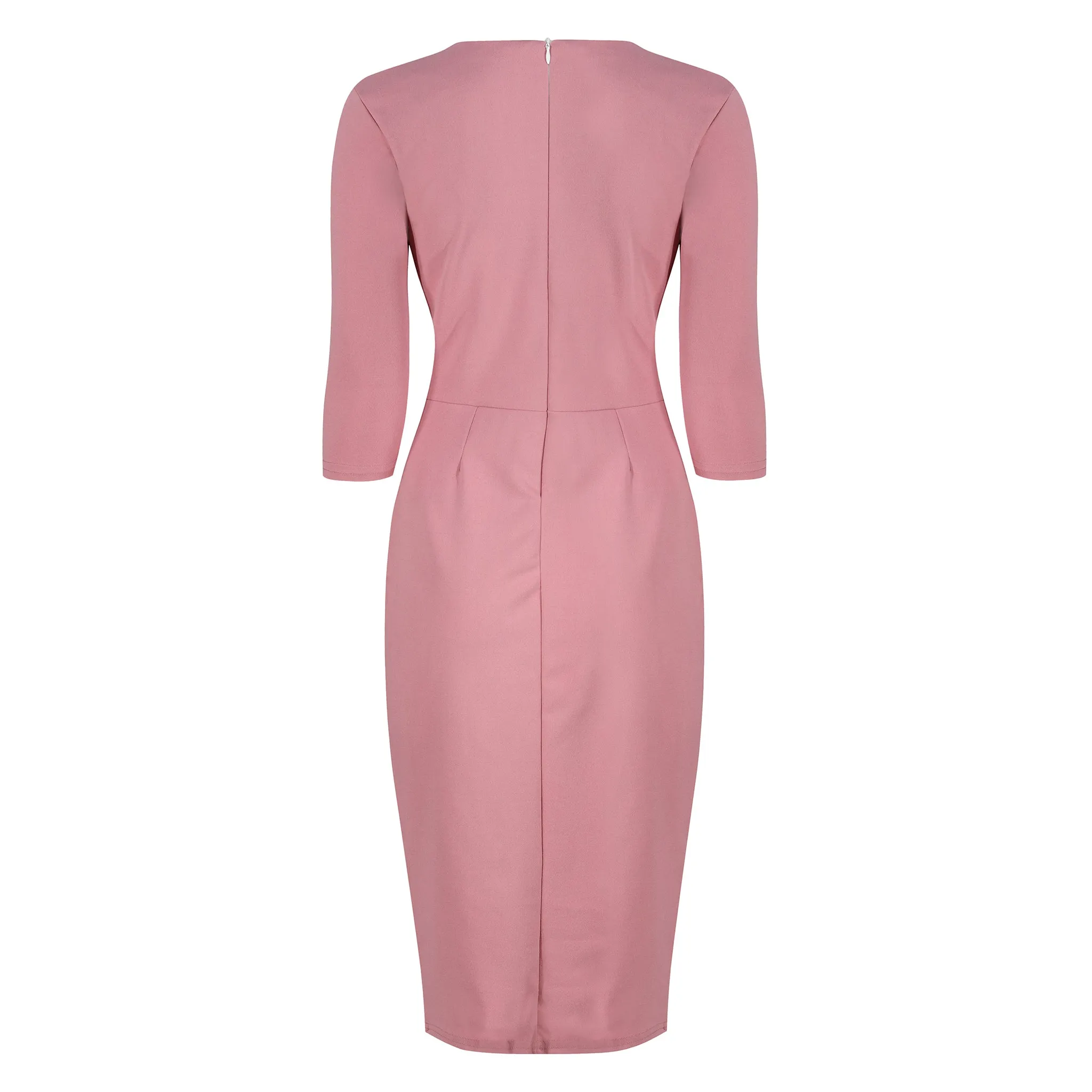 Dusky Pink 1940's Vintage 3/4 Sleeve Bodycon Pencil Dress