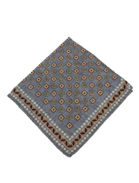 Edward Armah Light Blue/Sienna Neat/Pine Paisley Pocket Square