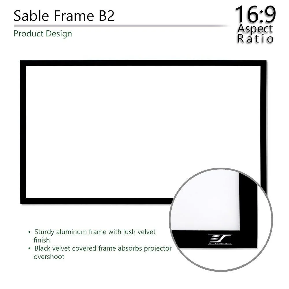 Elite Screens Sable Frame B2, 110-INCH Diag. 16:9, Active 3D 4K / 8K Ultra HD Fixed Frame Home Theater Projection Projector Screen with Kit, SB110WH2