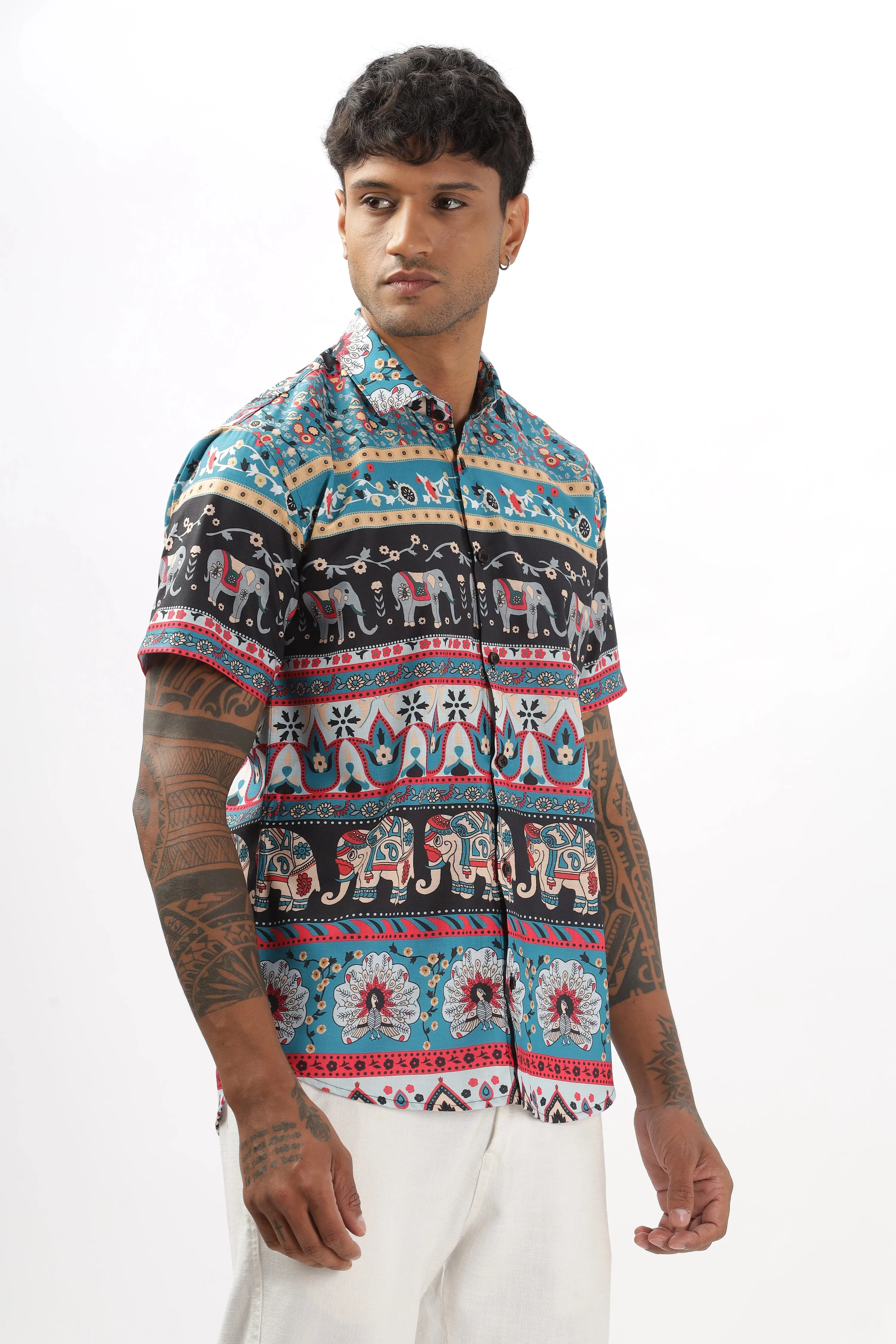 Ethnic tribal elephant printed shirt