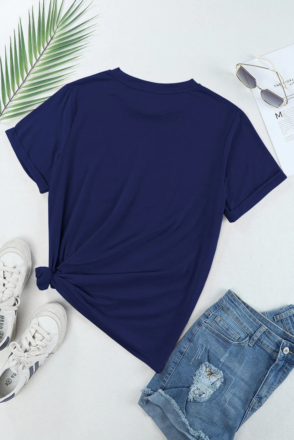 Explore More Collection - Bow Graphic Round Neck Short Sleeve T-Shirt