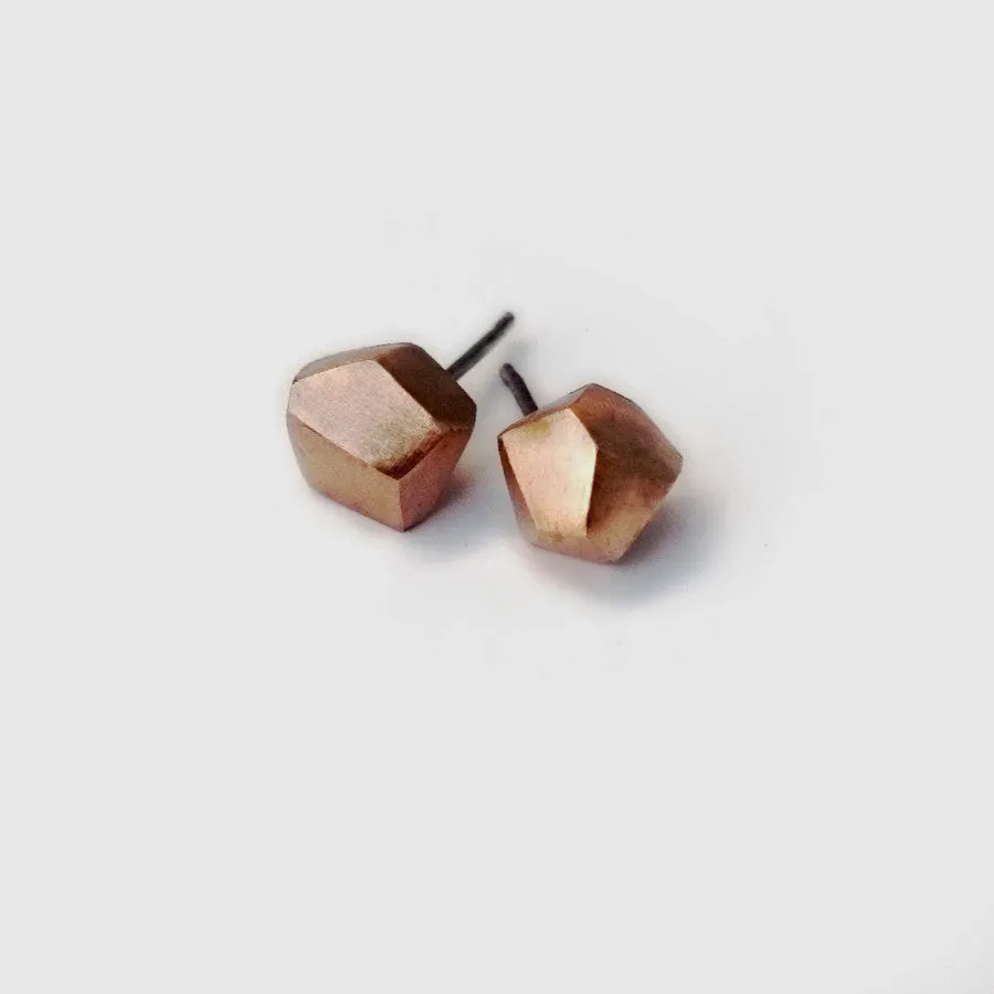 Facet Stud Earring Bronze