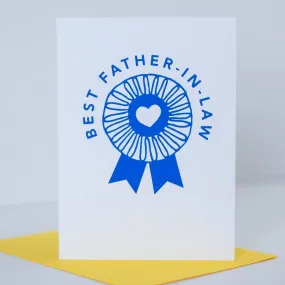 father's day card blue ribbon best father-in-law greeting card