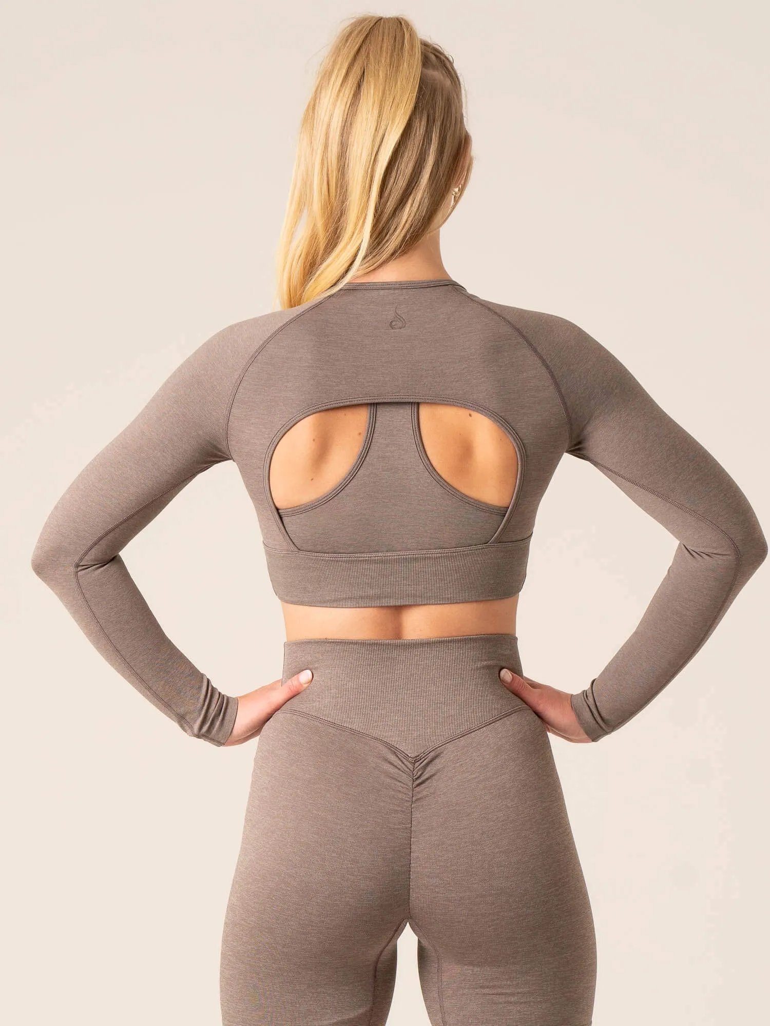 Focus Seamless Long Sleeve Top - Taupe Marl