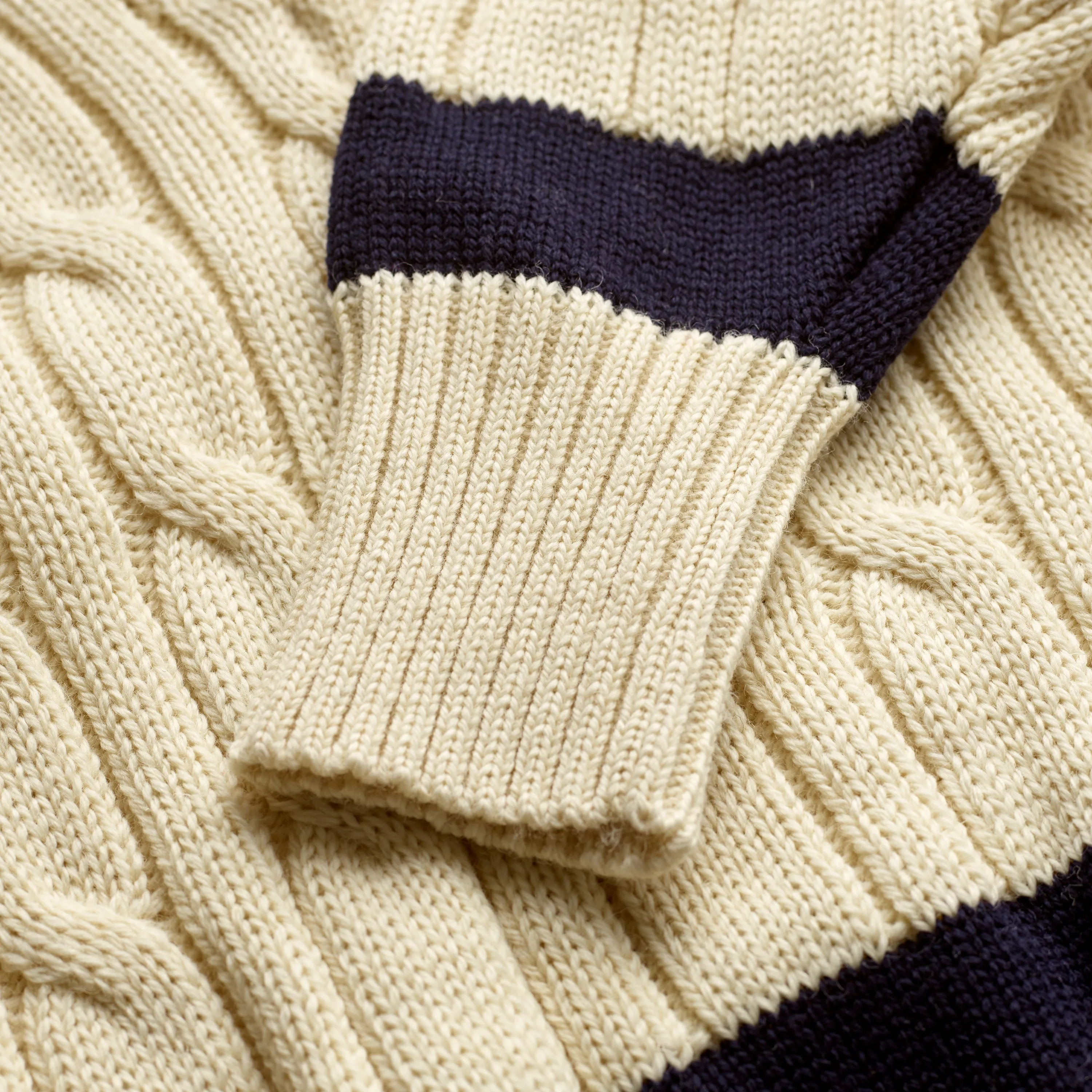 Fox Cricket Club Ecru Sweater with Azul Blue Stripes