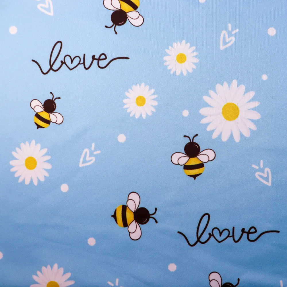 FS1007 Bee Lover Scuba Stretch Knit Fabric Baby Blue