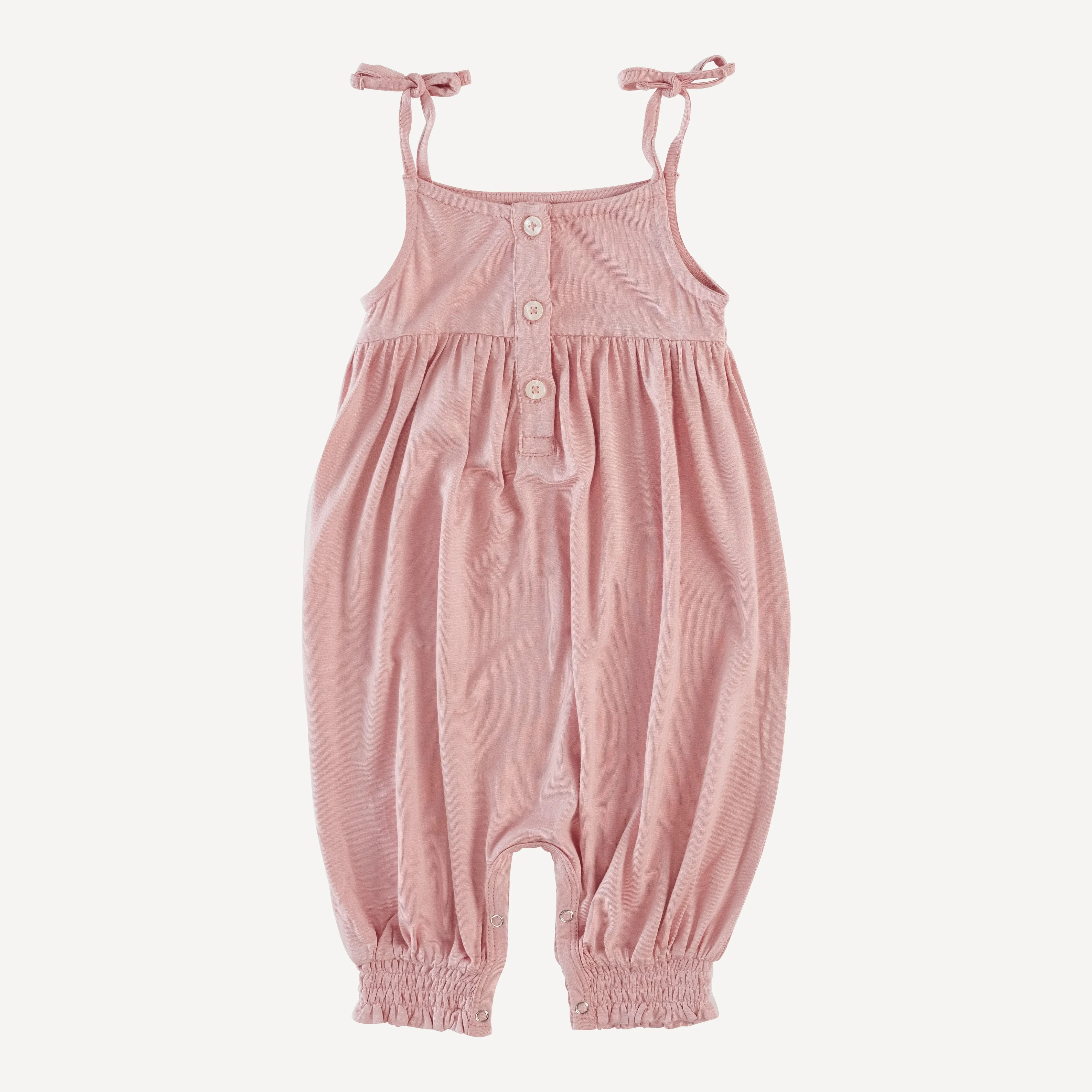 gathered smocked tie jumpsuit | tea rose | lenzing modal