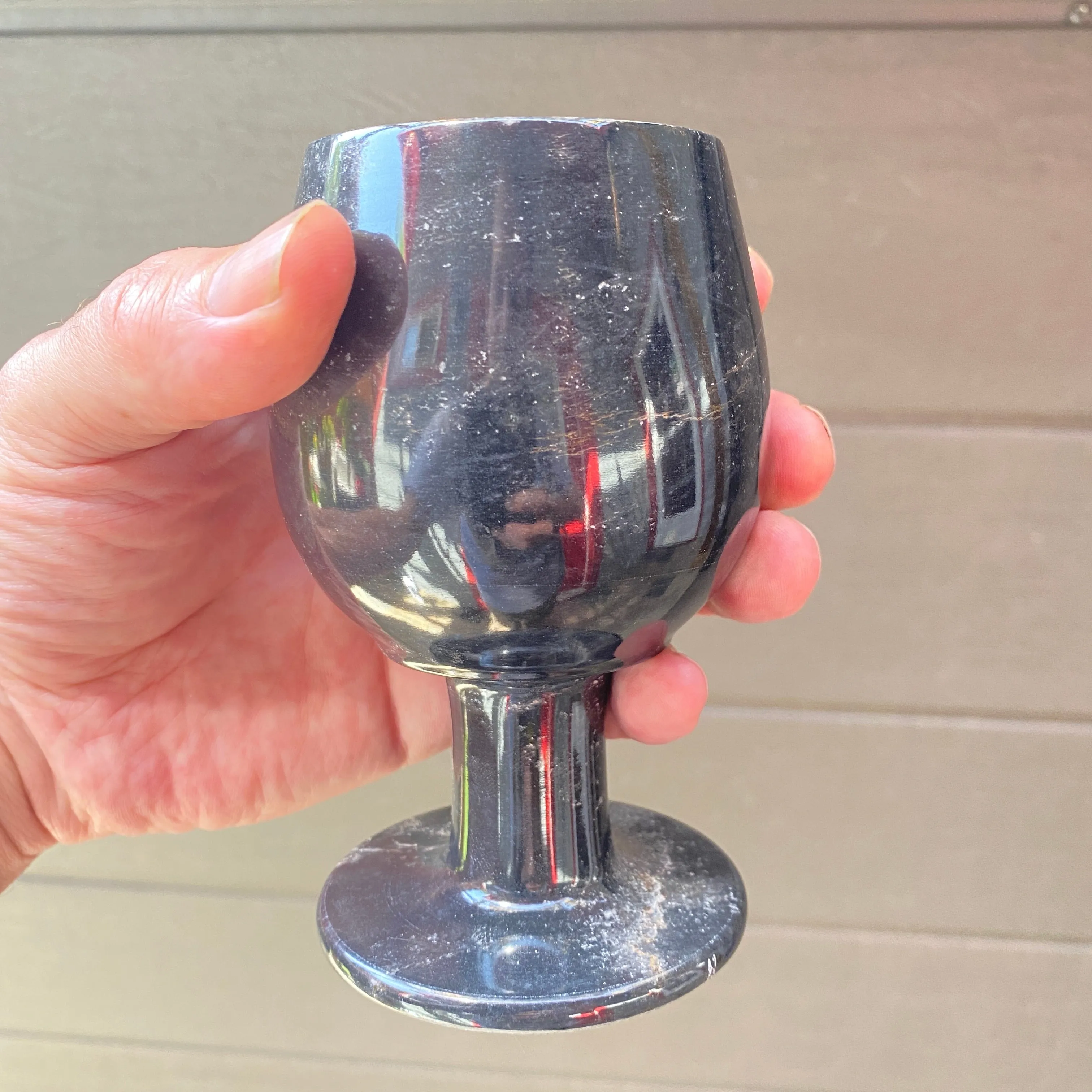 Genuine Black Marble Wine Goblets w/ 10 ounce Capacity