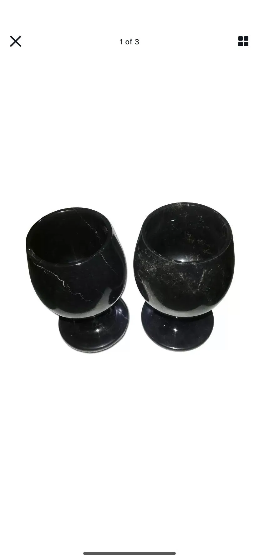 Genuine Black Marble Wine Goblets w/ 10 ounce Capacity