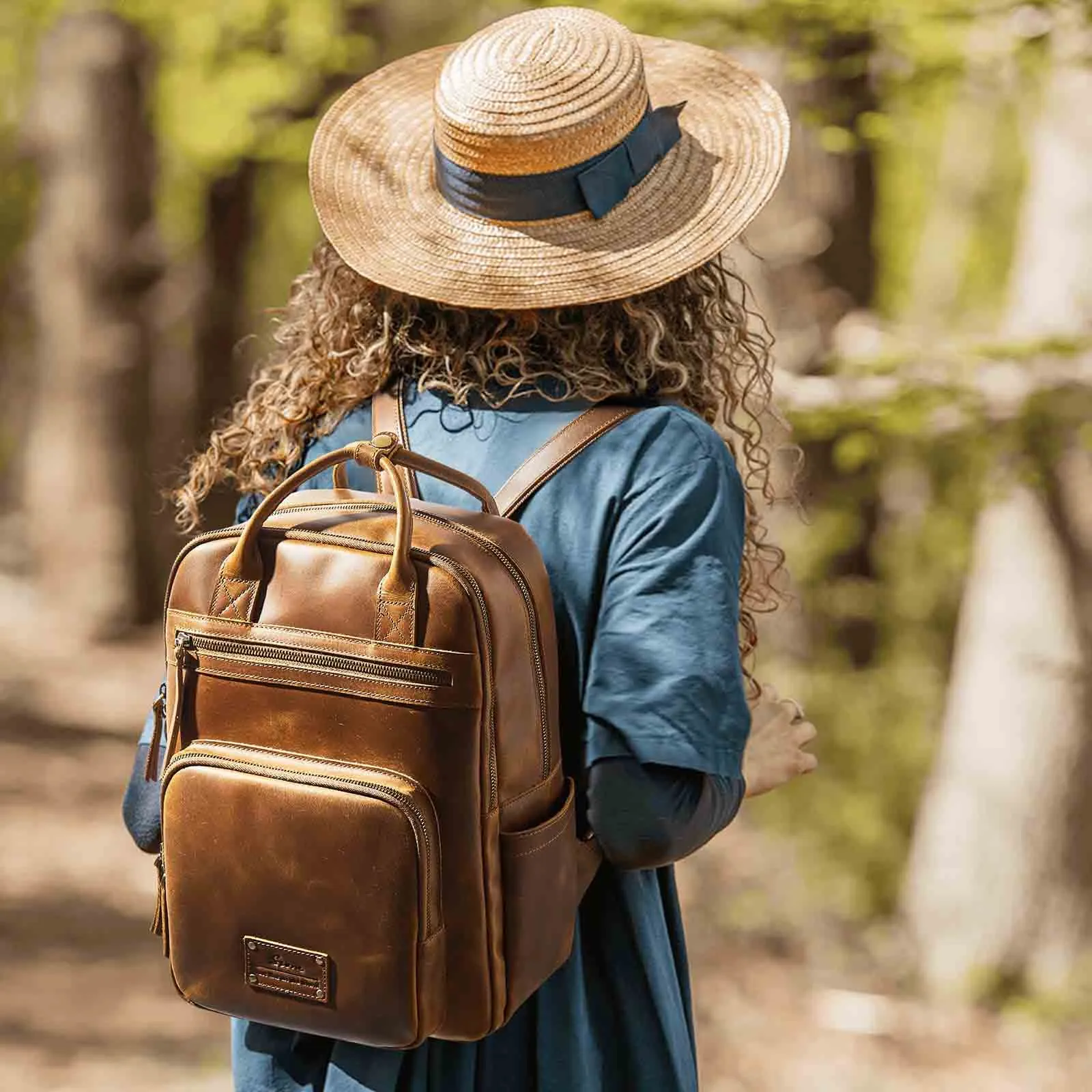 Genuine Leather Travel School Backpack