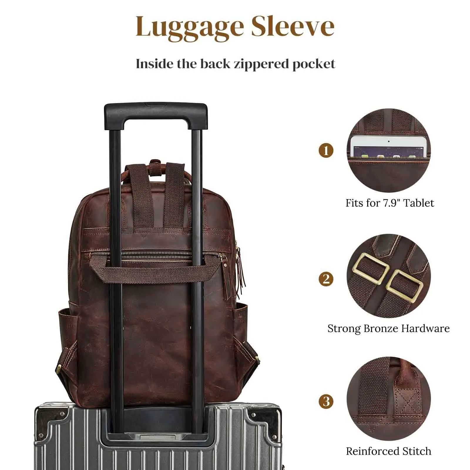 Genuine Leather Travel School Backpack