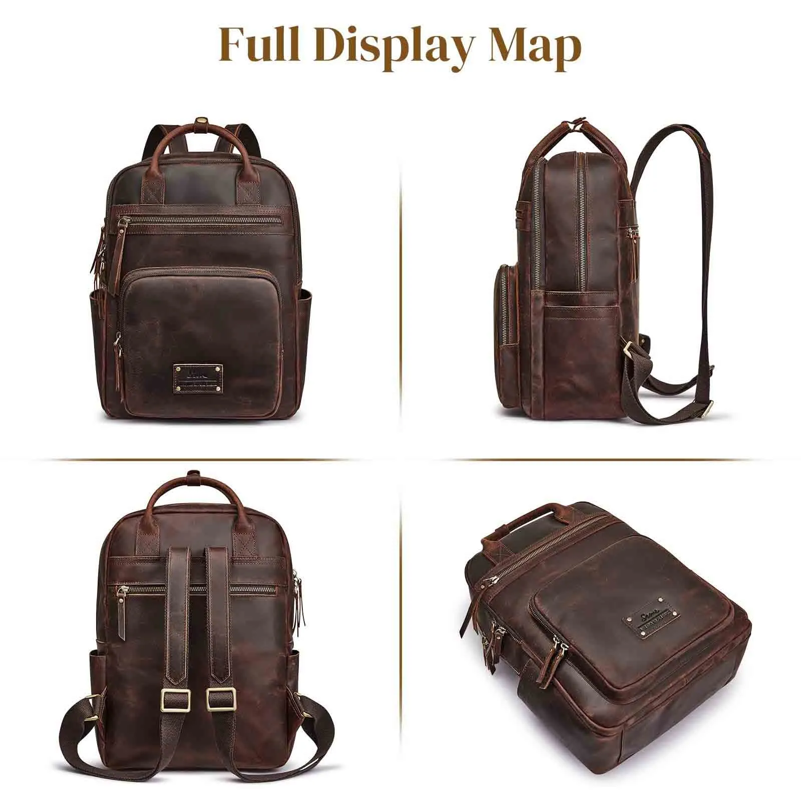 Genuine Leather Travel School Backpack