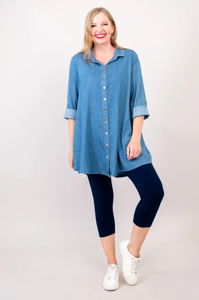 Gill Blouse, Tencel Denim