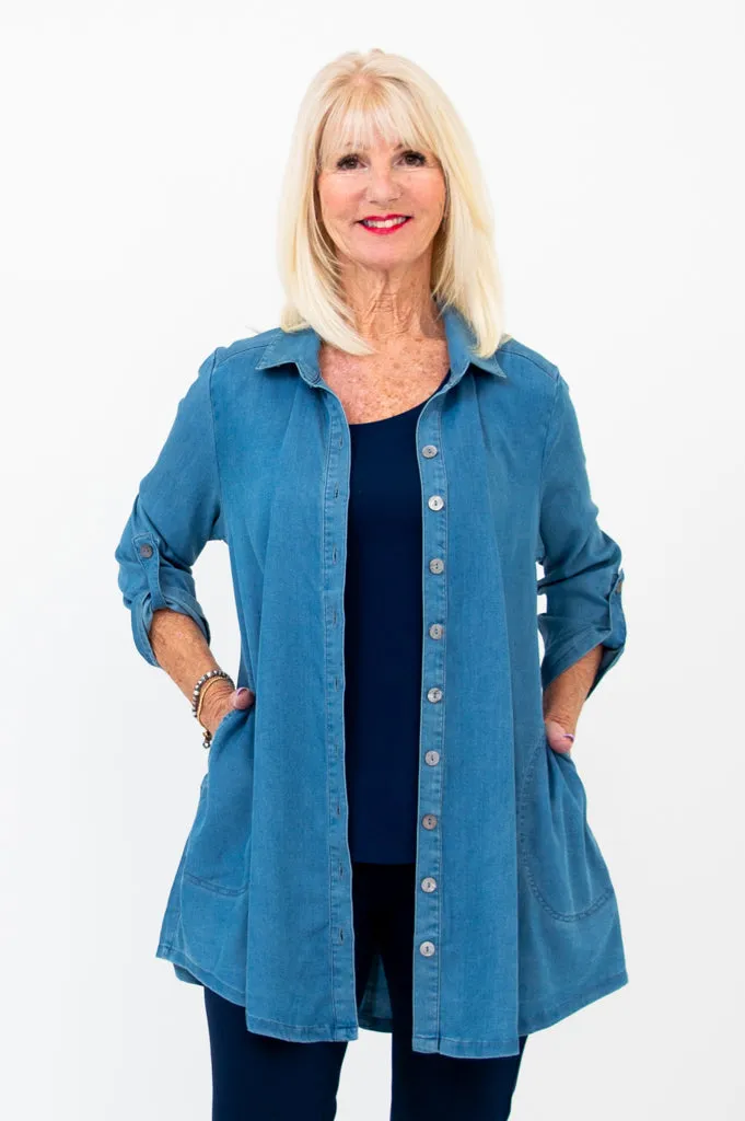 Gill Blouse, Tencel Denim