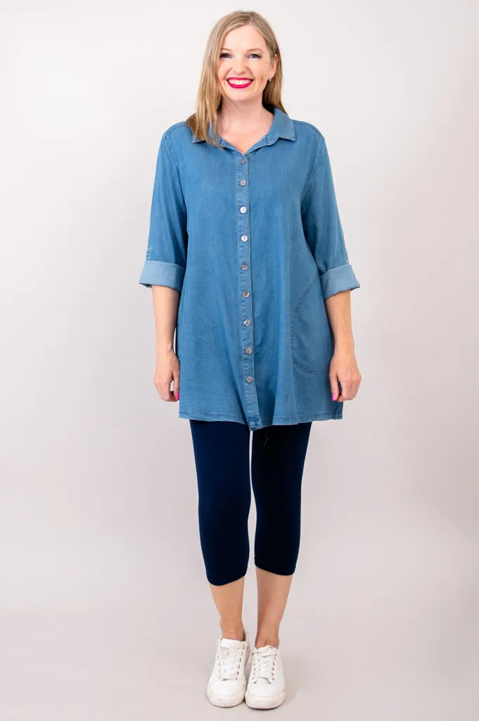 Gill Blouse, Tencel Denim