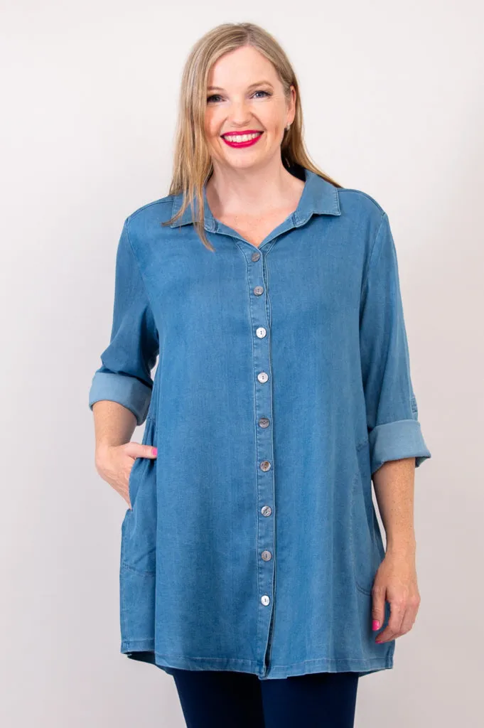 Gill Blouse, Tencel Denim