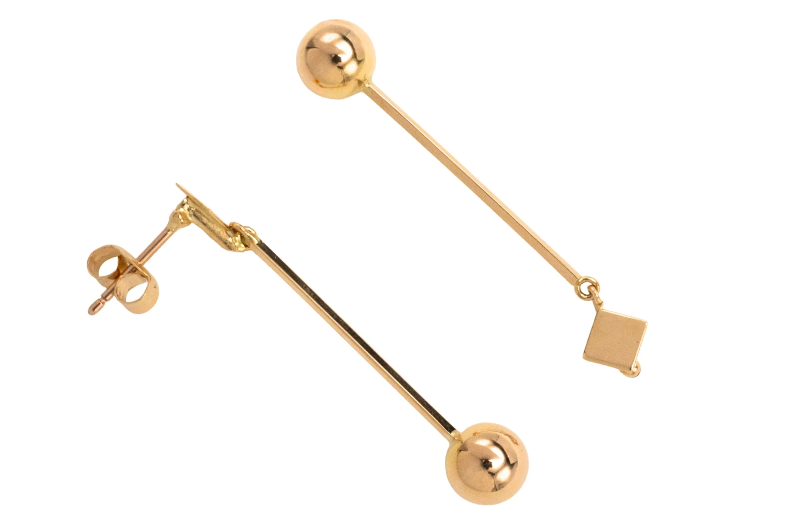 Gold pendant ball earrings