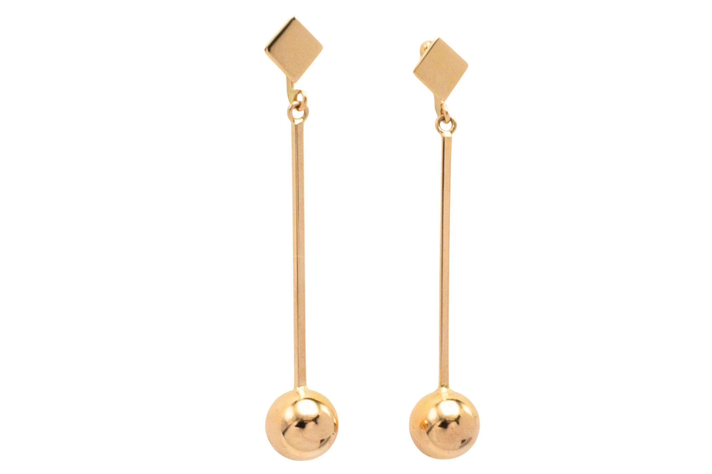 Gold pendant ball earrings