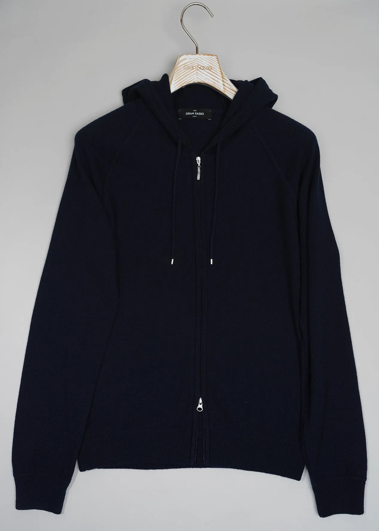 Gran Sasso 100% Cashmere Full-Zip Hoodie / Navy